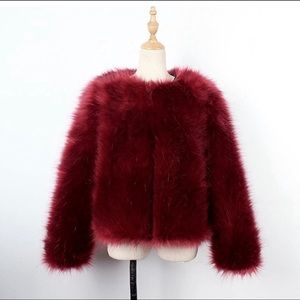 Maroon Faux Fur Coat